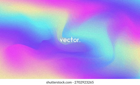 Fondo de gradiente de ruido. Abstractas Bolso Granulado En Colores Rosa, Púrpura Y Azul. Holograma irisado. Textura Holográfica Perlescente Con Lámina De Arco Iris. Filtrar de onda suave en el telón de fondo del Vector 3d