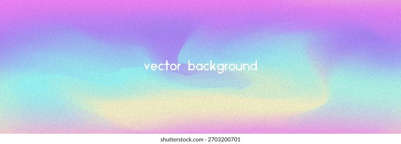 Fundo de gradiente de ruído. Abstrato Bg Granulado Nas Cores Rosa, Roxa E Azul. Holograma Iridescente. Textura Holográfica Pearlescente Com Folha De Arco-Íris. Parede de verão com efeito de poeira de aquarela