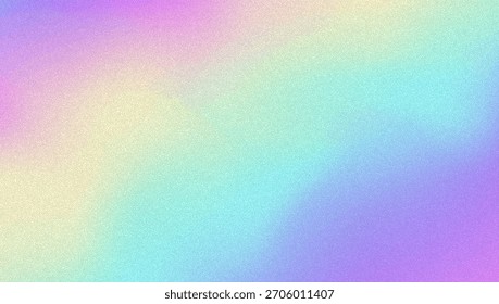 Noise Gradient Background. Abstract Grainy Bg In Pink, Purple And Blue Colors. Iridescent Hologram. Pearlescent Holographic Texture With Rainbow Foil. Cloudy Pastel Wallpaper With Ink Blend