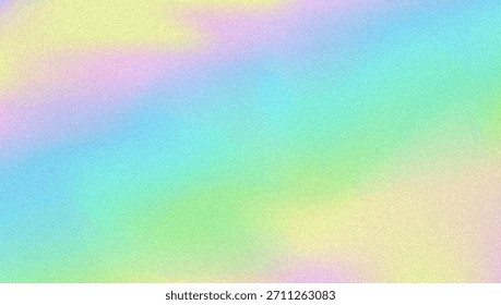 Fondo de gradiente de ruido. Abstractas Bolso Granulado En Colores Rosa, Púrpura Y Azul. Holograma irisado. Textura Holográfica Perlescente Con Lámina De Arco Iris. Forma De Metal De Moda Con Gradación Pastel