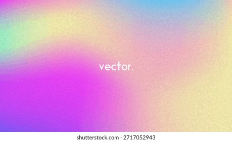Rauschverlauf-Hintergrund Abstrakter, körniger BG in den Farben Rosa, Lila und Blau. Irisierendes Hologramm. Perlglanz holografische Textur mit Regenbogenfolie. FLÜSSIGE LACKWELLE MIT ELEGANTEM GLANZ