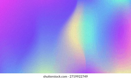 Fondo de gradiente de ruido. Abstractas Bolso Granulado En Colores Rosa, Púrpura Y Azul. Holograma irisado. Textura Holográfica Perlescente Con Lámina De Arco Iris. Viejo Filtrar De Película Sobre Fondo Pastel