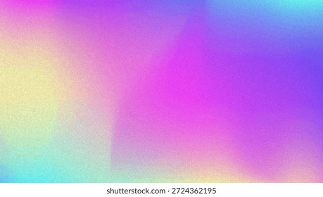 Fundo de gradiente de ruído. Abstrato Bg Granulado Nas Cores Rosa, Roxa E Azul. Holograma Iridescente. Textura Holográfica Pearlescente Com Folha De Arco-Íris. Brilho De Prata Estética Em Papel De Malha