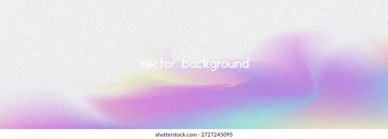 Rauschverlauf-Hintergrund Abstrakter, körniger BG in den Farben Rosa, Lila und Blau. Irisierendes Hologramm. Perlglanz holografische Textur mit Regenbogenfolie. Staubauflage auf ästhetischer Sommerwand