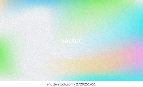 Rauschverlauf-Hintergrund Abstrakter, körniger BG in den Farben Rosa, Lila und Blau. Irisierendes Hologramm. Perlglanz holografische Textur mit Regenbogenfolie. Trübe Pastelltapete mit Tintenmischung