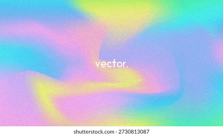 Rauschverlauf-Hintergrund Abstrakter, körniger BG in den Farben Rosa, Lila und Blau. Irisierendes Hologramm. Perlglanz holografische Textur mit Regenbogenfolie. Weiche pastellfarbene Masche mit Neonglanz und Weichzeichnung