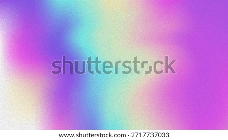 Noise Gradient Background. Abstract Grainy Bg In Pink, Purple And Blue Colors. Iridescent Hologram. Pearlescent Holographic Texture With Rainbow Foil. Retro Vector Design With Pastel Ink