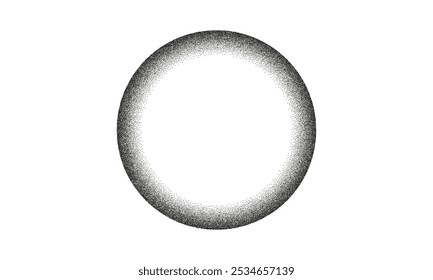 Quadro de círculo de gradiente de ruído. Meio-tom pontilhado pontilhado elemento de design de vetor texturizado