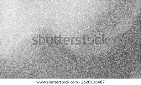 Noise gradient grain background with abstract black and white effect. Paint vector brush dots and shapes on grainy sand paper. Wavy spray grunge with dark space circles and vintage splatter fluid.