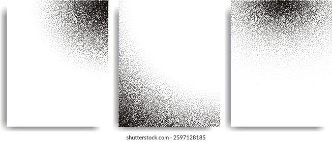 Noise grain background, pointillism dots gradient or dot work pattern, vector stipple effect. Grain noise halftone or grainy texture or dot work grain noise