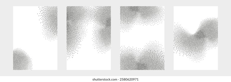  Noise grain background,dust and splashes of paint on a white background.Gradient dots.Coal shadow effect.Paint airbrush wavy sprays.photocopy effect.