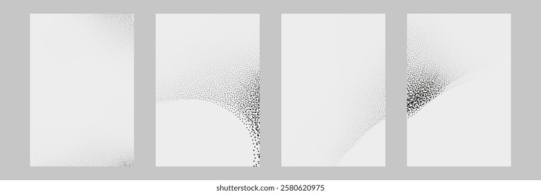  Noise grain background,dust and splashes of paint on a white background.Gradient dots.Coal shadow effect.Paint airbrush wavy sprays.photocopy effect.