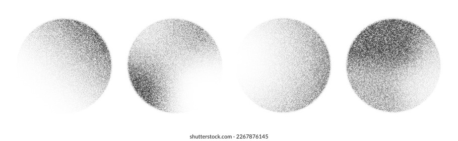 Noise grain circles, pointillism gradient pattern spheres, vector grainy abstract dots. Grainy noise tattoo of sphere circles or spots with dotwork stipple halftone effect