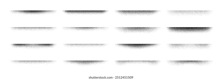 Noise grain edge shadows with ink spray or paint airbrush effect, vector textures. Grain noise shadows of edge lines with graffiti ink spray or sand dust for frames and borders or dividers elements