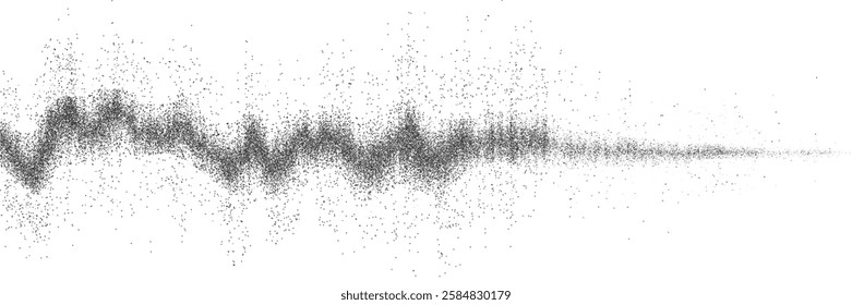 Noise grain soundwave or sound wave of grainy dust sand gradient. Vector noise grain wave of sound signal frequency in halftone grunge effect. Audio wave visualizer 