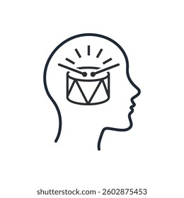 Noise in the head. Vector linear icon isolated on white background.