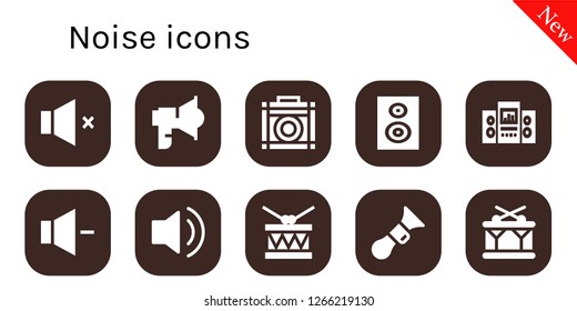  noise icon set. 10 filled noise icons. Simple modern icons about  - Volume, Loudspeaker, Amplifier, Subwoofer, Audio, Drum, Horn