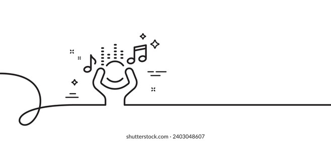 Icono de línea de ruido. Una línea continua con curl. Escucha el cartel musical. Símbolo de canto fuerte. Banda del contorno simple de ruido. Patrón de curva de bucle. Vector