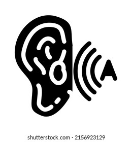 noise listening ear glyph icon vector. noise listening ear sign. isolated contour symbol black illustration