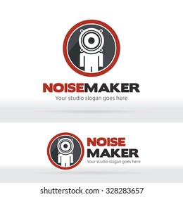 Noise maker, Music studio Brand identity, Human head speaker logo, Sound recorder studio logo, Music Party, Dance club logo.