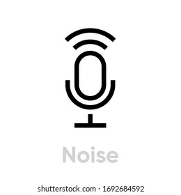 Icono de micrófono de ruido. Esquema de vectores editable. Signo de sonido plano a la moda aislado en fondo blanco para diseño gráfico web y móvil, logotipo. Pictograma único.