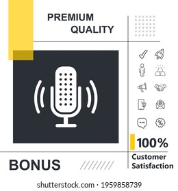 Noise Microphone vector thin line icon with modern background