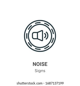 Noise outline vector icon. Thin line black noise icon, flat vector simple element illustration from editable signs concept isolated stroke on white background