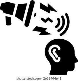 Icono de contaminación acústica Ilustración vectorial de glifos