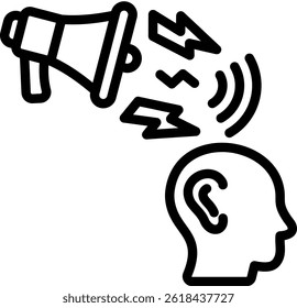 Icono de contaminación acústica Ilustración vectorial de contorno
