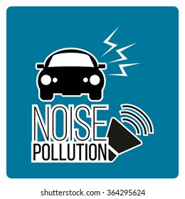 Noise pollution illustration over blue color background