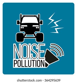 Noise pollution illustration over blue color background