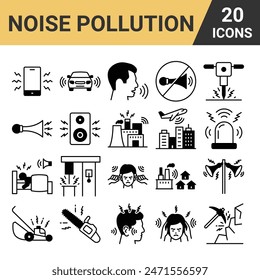 Conjunto de iconos del Vector de contaminación acústica