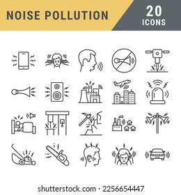 Noise Pollution vector line icons