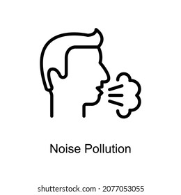 Noise Pollution vector outline icon. Illustration style EPS 10 file format
