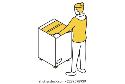 Noise problems in rental properties: Late night,early morning laundry, Vector Illustration