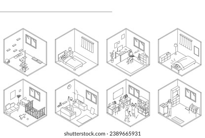 Noise problems in rental properties: Noise from living in apartments and condominiums, Vector Illustration