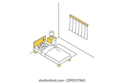 Noise problems in rental properties: People who cannot sleep at night due to ambient noise, Vector Illustration