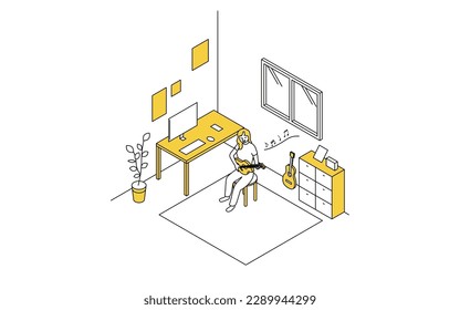 Problemas de ruido en las propiedades de alquiler: Jugando instrumentos musicales, Ilustración vectorial