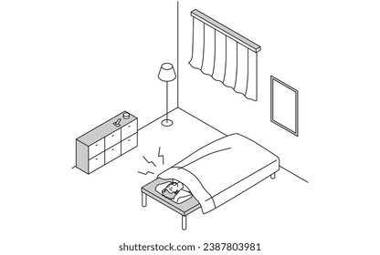 Noise problems in rental properties: Snorers, Vector Illustration