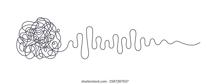 Noise of radio, sound waves of podcast. Voice assistant. AI assistant generation. Pulse rate. Medicine test. Heartbeat line on transparent background. Vector minimalism illustration. Stydy of music