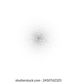 Noise round brush isolated. Grunge dotwork gradient circle. Black shape of dots. Sand, grainy, chalk, diffuse, glitter effect. Texture brush. Vector halftone illustration