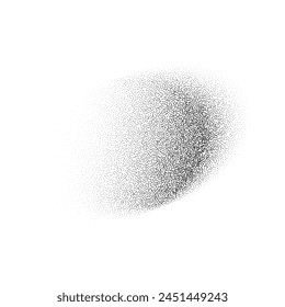 Noise round brush isolated. Grunge dotwork gradient blur circle. Black space shape of dots. Sand, grainy, chalk, diffuse, glitter effect. Texture brush. Vector halftone illustration