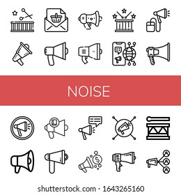 noise simple icons set. Contains such icons as Drum, Megaphone, Announcement, Audio, Loudspeaker, can be used for web, mobile and logo