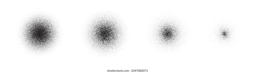 Noise spray gradient. Round grain effect. Dot dissolve texture. Black stipple vector pattern.