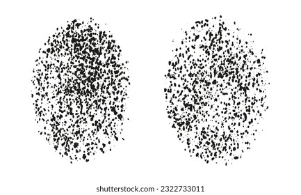 Noise, Spray Texture. Black Grunge Circular on White Background. Circle Grainy Effect, Stipple Dotted. Retro Abstract Design Element. Isolated Vector Illustration.