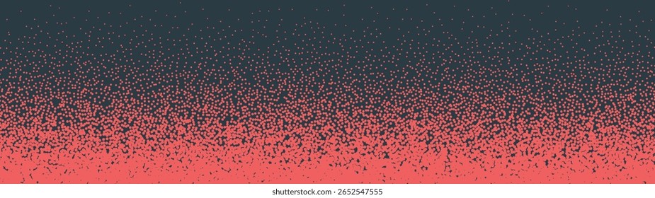 Borda horizontal padrão de meio-tom de textura de ruído ultra larga 32:9 taxa de proporção vermelho preto vetor abstrato fundo. Textura granulada difusa panorâmica em formato ultraamplo abstração gráfica atraente