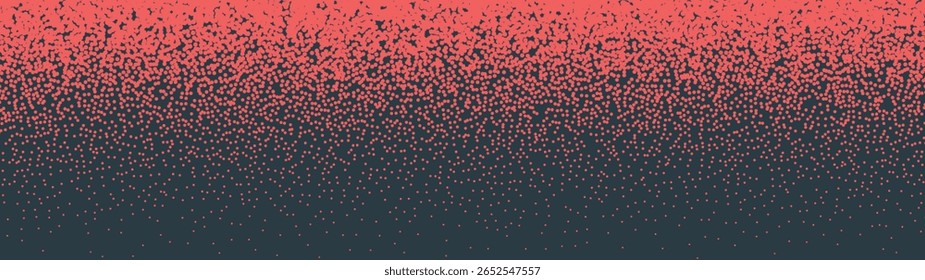 Borda horizontal padrão de meio-tom de textura de ruído ultra larga 32:9 taxa de proporção vermelho preto vetor abstrato fundo. Textura granulada difusa panorâmica em formato ultraamplo abstração gráfica atraente