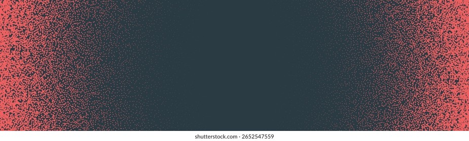 Borda horizontal padrão de meio-tom de textura de ruído ultra larga 32:9 taxa de proporção vermelho preto vetor abstrato fundo. Textura granulada difusa panorâmica em formato ultraamplo abstração gráfica atraente