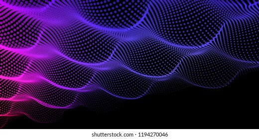 Noise wave of dots. Abstract digital particles color background. Technology background vector. color background.