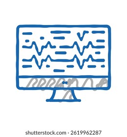 noise waves on computer screen doodle icon sketch vector. noise waves on computer screen sign. isolated symbol illustration